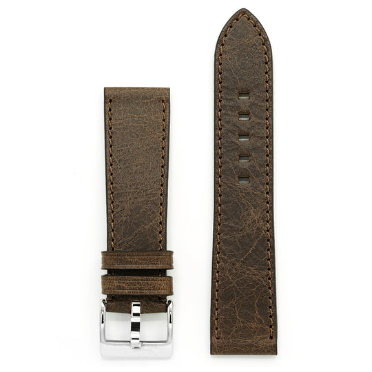 Brown-Antique Leather Watch Strap, Medium Length