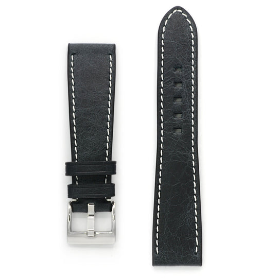 Leather Band, Antique Black, Contrast Sewing, Medium Length