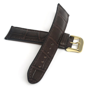 PRECOMANDA Curea de Ceas din Piele de Aligator cu Solzi Rectangulari Cafenie, Prindere Curbata la Ceas