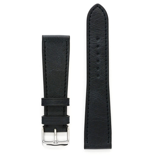 Antique Black Leather Strap, Black Stitch