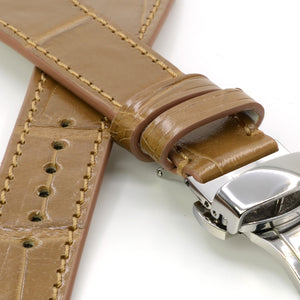 Curea de Ceas pentru Apple Watch din Piele de Aligator cu Solzi Rectangulari, Canyon, Deployant, Lungime Medie