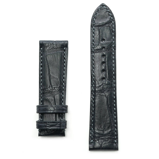 Alligator Leather Watch Band, Anthracite Grey Square Scales
