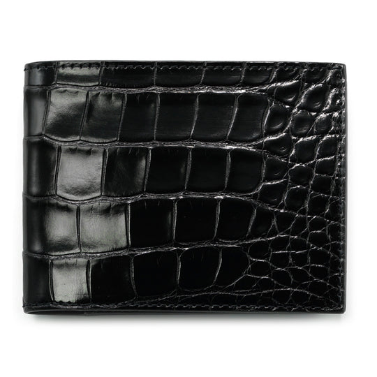 Black Alligator Slim Leather Wallet