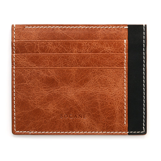 Cognac Leather Wallet, Extra Slim, Antique Finish