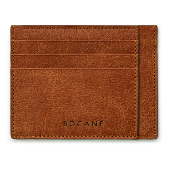 Cognac Leather Wallet, Extra Slim, Antique Finish